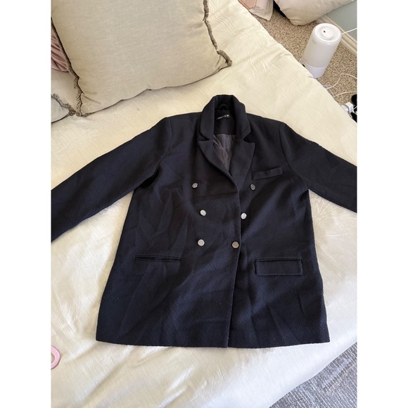 DeFacto Woman Black Double Breasted Textured Blazer Size 44 - Picture 5 of 9